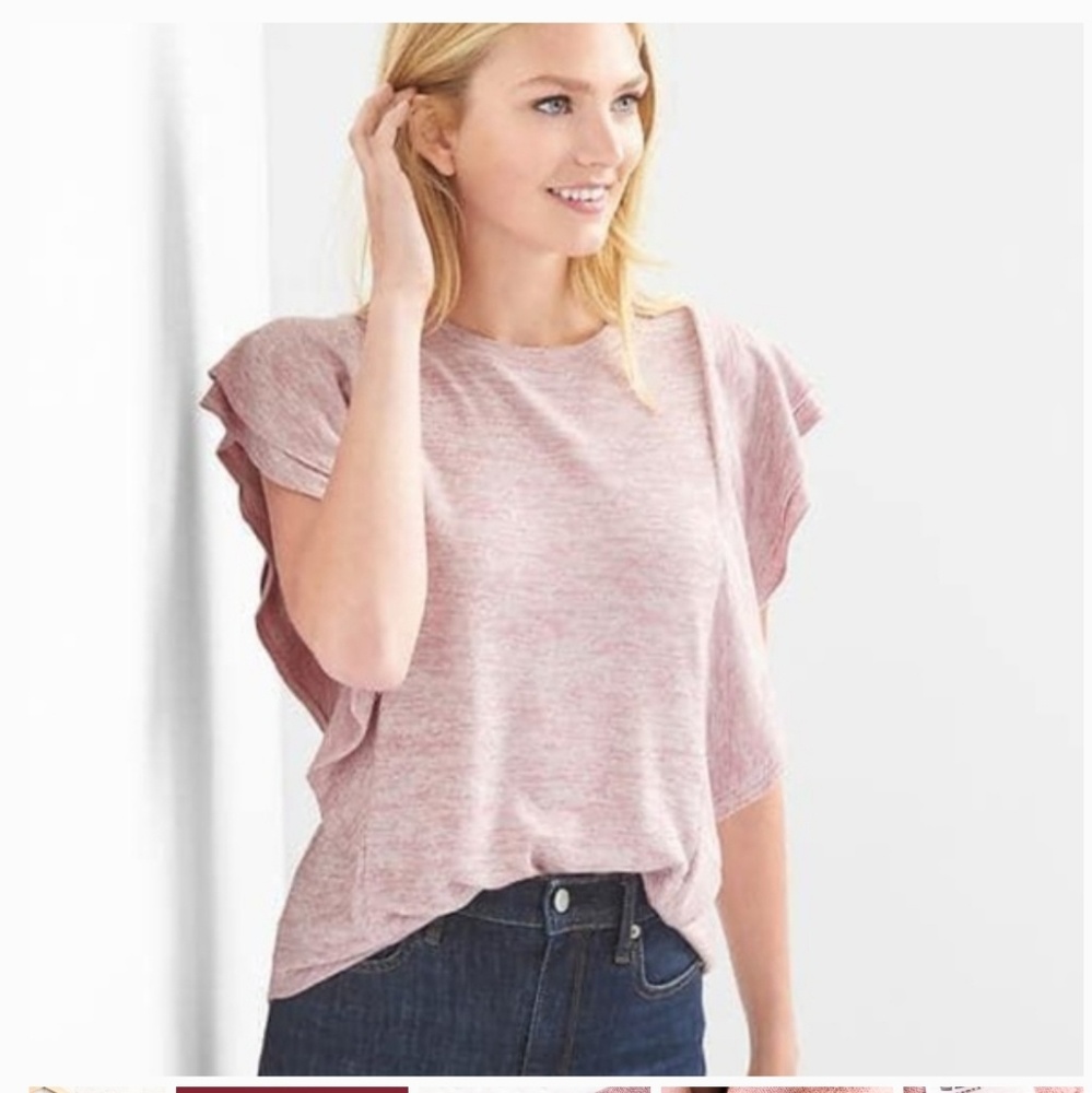 Gap Flutter Sleeve Top Sweater Pink Rose
